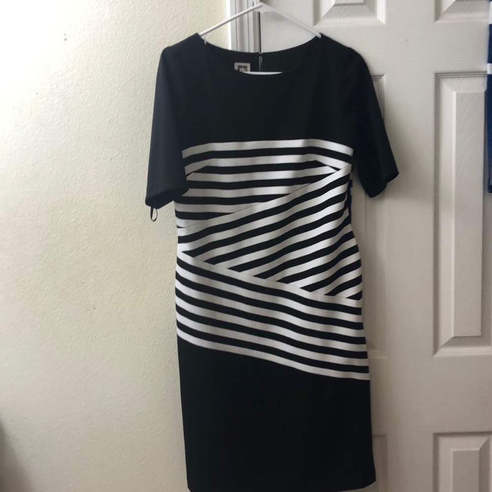 Black and white block and striped dress 😍